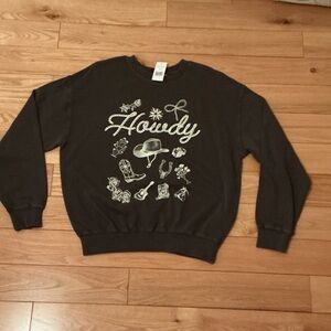 NWT Howdy Graphic Crewneck Sweatshirt - Brown